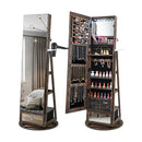 360 Degree Swivel Jewelry Cabinet With Full Length Mirror Coffee