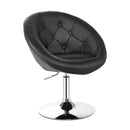 Set of 2 Swivel Round Tufted Back Chair Accent Chair with PU Leather and Chromed Base