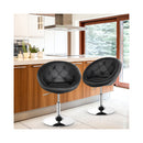 Set of 2 Swivel Round Tufted Back Chair Accent Chair with PU Leather and Chromed Base
