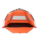 Beach Tent 3-4 Person Pop Up Sun Shade UPF 50 Automatic Outdoor Orange