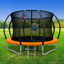 10FT Trampoline for Kids with Ladder Enclosure Safety Net Rebounder Orange