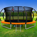 14ft Trampoline Kids Trampoline Rebounder with Ladder Basketball Hoop Orange