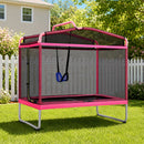 3-in-1 Kids Rectangle 6FT Trampoline Rebounder with Swing Belt Pink