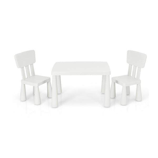 3 Pieces Kids Table Set with 2 Chairs for Reading White