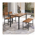 Industrial Gathering Table Set With 2 Chairs 1 Bench For Dining Room