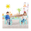 3 Pieces Kids Table Set with 2 Chairs for Reading Green