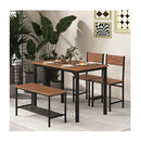 Industrial Gathering Table Set With 2 Chairs 1 Bench For Dining Room