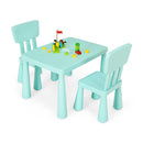 3 Pieces Kids Table Set with 2 Chairs for Reading Green