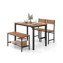 Industrial Gathering Table Set With 2 Chairs 1 Bench For Dining Room