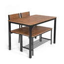 Industrial Gathering Table Set With 2 Chairs 1 Bench For Dining Room
