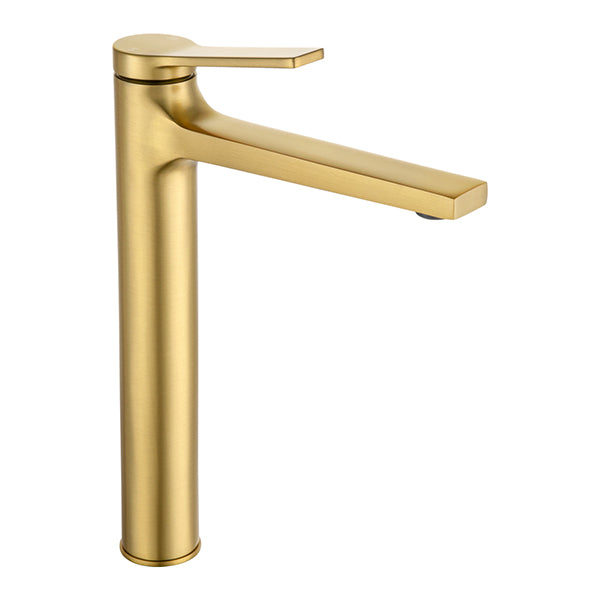 Tall Basin Mixer Tap Vanity Hot Cold Single Lever Brushed Yellow Gold