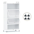 Tall Freestanding Metal Pantry With 4 Flip Up Doors And 5 Tier White