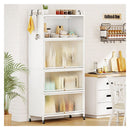 Tall Freestanding Metal Pantry With 4 Flip Up Doors And 5 Tier White