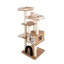 Multi Level Tall Modern Cat Tree With 2 Top Plush Perches