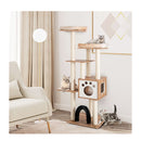 Multi Level Tall Modern Cat Tree With 2 Top Plush Perches