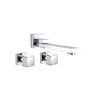 Bathtub Spout Basin Water Spout With Turn Taps Set Wall Mounted Chrome