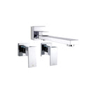 Bathtub Basin Water Spout With Wall Taps Set Wall Mounted Chrome