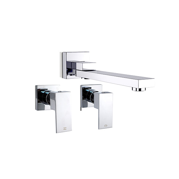 Bathtub Basin Water Spout With Wall Taps Set Wall Mounted Chrome