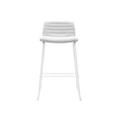 Texel Bar Stool 630Mm H Light Grey Fabric Seat White Base
