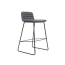 Texel Bar Stool 730Mm H French Navy PU Seat Black Base