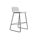 Texel Bar Stool 730Mm H Light Grey Fabric Seat Black Base