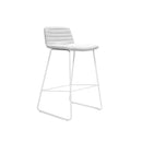 Texel Bar Stool 730Mm H Light Grey Fabric Seat White Base