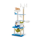 Multi Level Ocean Themed Cat Tree With Sisal Covered Scratching Posts