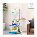 Multi Level Ocean Themed Cat Tree With Sisal Covered Scratching Posts