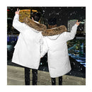 Abbee White Large Winter Fur Hooded Thick Overcoat Jacket Puffer