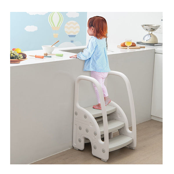 Three Step Stool With Safety Handles And Non Slip Pedals For Toddlers