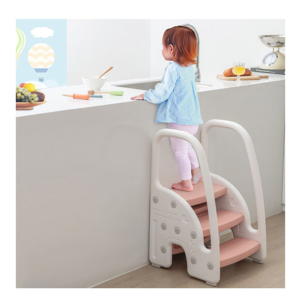 Three Step Stool With Safety Handles And Non Slip Pedals For Toddlers