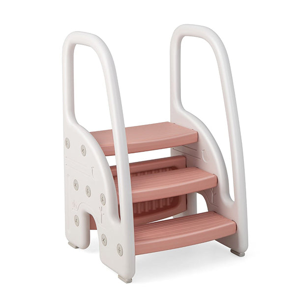 Three Step Stool With Safety Handles And Non Slip Pedals For Toddlers