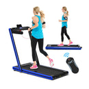 2in1 Folding Treadmill with Dual LED Display for Home Blue