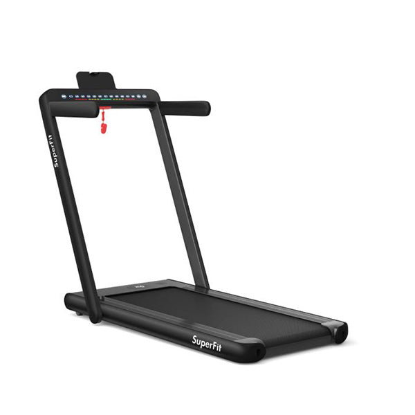 2 in 1 Folding Treadmill with Dual LED Display for Home and Office Black