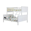 Triple Wooden Single Over Double Bunk Bed Frame For Kids Convertible Design White