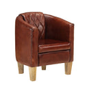 Tub Chair Brown Real Leather