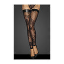 Tulle Stockings Patterned Flock Embroidery Power Wetlook Band Large