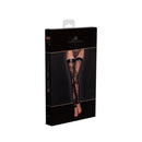 Tulle Stockings Patterned Flock Embroidery Power Wetlook Band Large