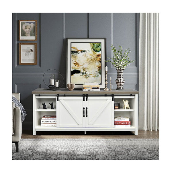 Wooden Tv Stand For 65 Inches Television With 2 Cabinets