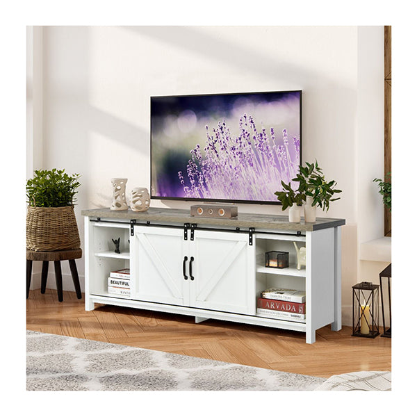 Wooden Tv Stand For 65 Inches Television With 2 Cabinets