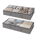 Under Bed Storage Containers X2 90L Boxes Organiser Clear Top Fabric Grey