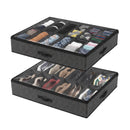 Under Bed Shoe Storage Containers X2 Box Organiser 12 Pairs Fabric Grey