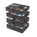 Under Bed Shoe Storage Containers X4 Box Organiser 12 Pairs Fabric Grey