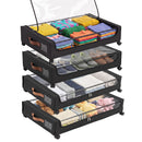 4X Under Bed Storage Containers 48L Clothes Organiser Wheels Oxford Black