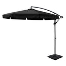 3m Outdoor Umbrella with Base Cantilever Garden Beach Patio Black