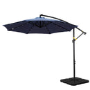 Outdoor Umbrella 3M Cantilever Beach LED with Base Garden Shade Patio Navy