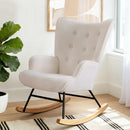 Rocking Armchair Nursing Chair Boucle Fabric White