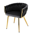 1x Dining Chair Armchair Cafe Kitchen Lounge Chairs Velvet Weaving Black