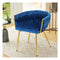 Dining Chair Cafe Chair Velvet Upholstered Woven Back Armrest Blue