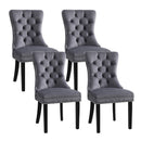 1 Set of 4 Dining Chairs Grey Velvet